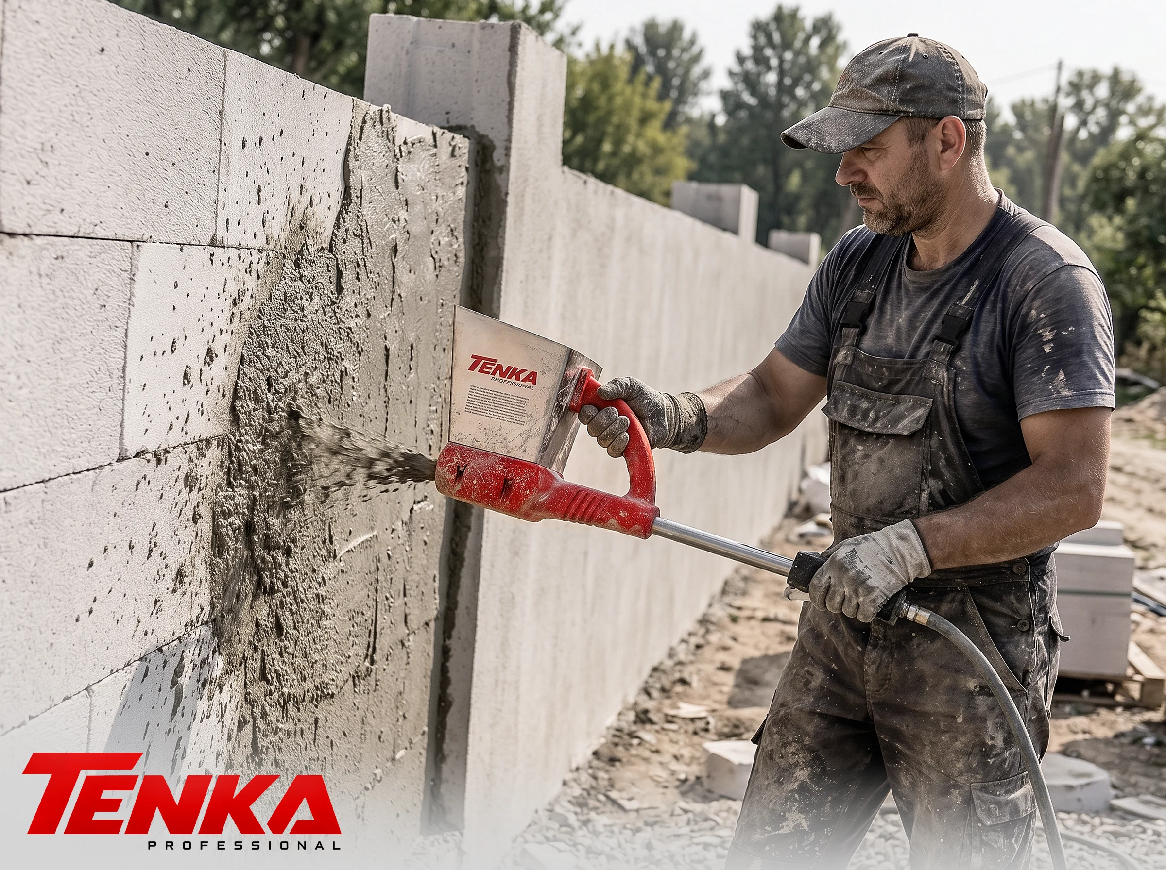 Plastering machine - mortar spray gun for walls and ceilings TENKA